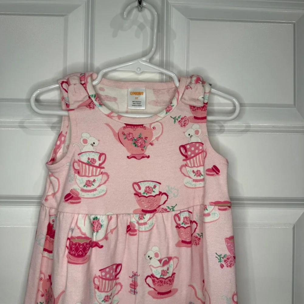 Gymboree Girls Pink Tea‎ Party Mouse Teacup Dress Size 3T